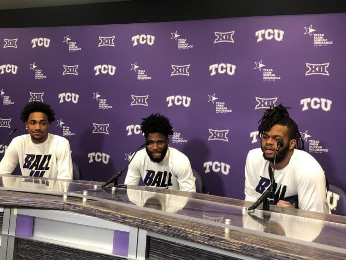 Some of the TCU men's basketball team share their reactions to going to the NCAA tournament.